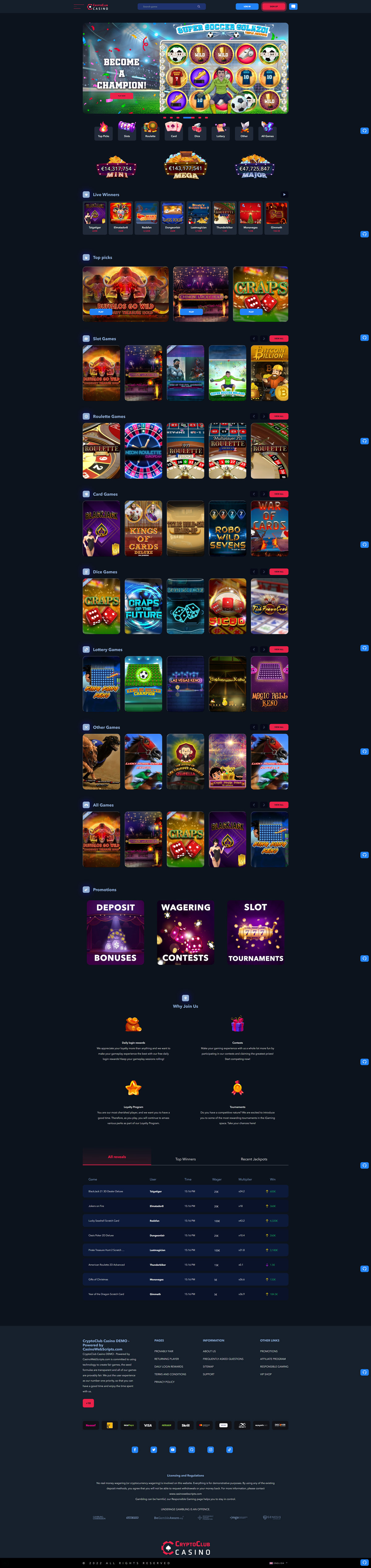 Live Casino Demo Template Dark Black Red